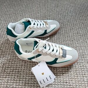 Elle Women's Stylish White and Teal Sneakers